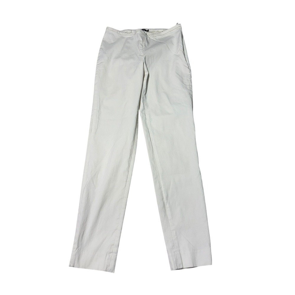 J.McLaughlin Womens Cream Straight Leg Stretch Trousers Side Zip Size 2 W26 L27